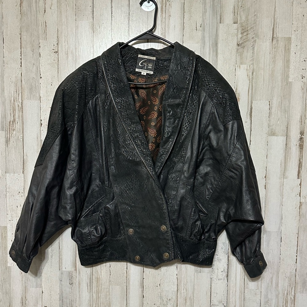 G-III Global Identity vintage black leather‎ jacket